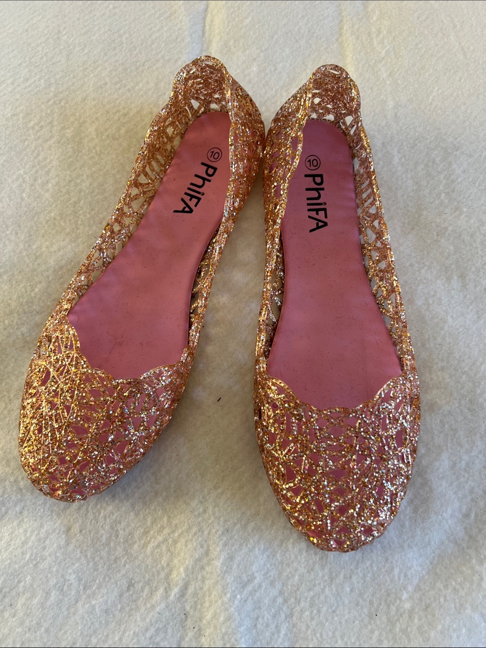 Pink Glitter Jelly Ballet Flats